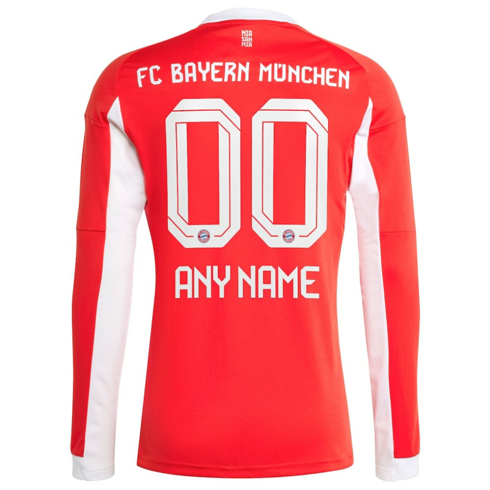 Bayern Munich 2025/26 Home Replica Long Sleeve Custom Jersey - Red sale