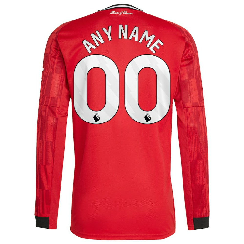 Manchester United Home 2025/26 Custom Replica Long Sleeve Jersey - Red discount