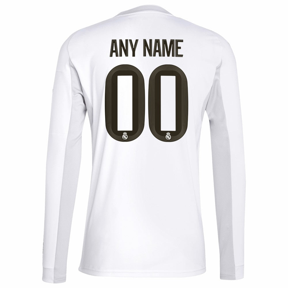 Real Madrid 2025/26 Home Replica Long Sleeve Custom Jersey - White on sale