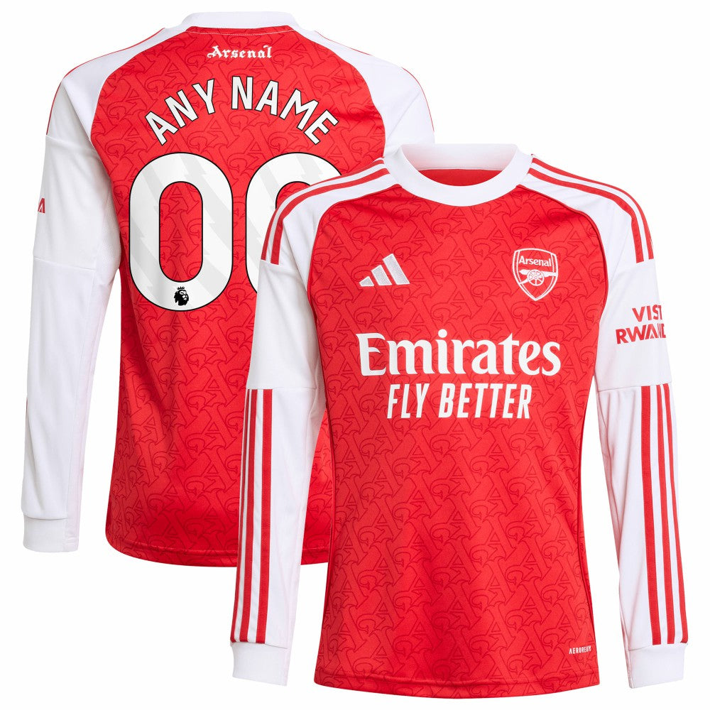 Arsenal Youth 2025/26 Home Replica Long Sleeve Custom Jersey - Red discount