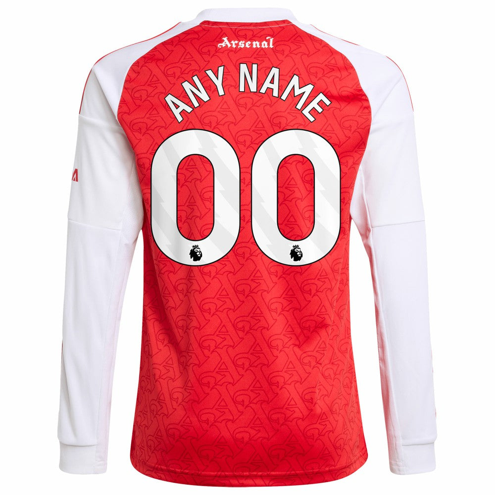Arsenal Youth 2025/26 Home Replica Long Sleeve Custom Jersey - Red discount