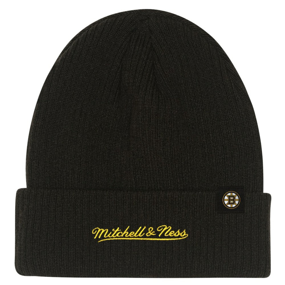 Boston Bruins Mitchell & Ness Youth Neon Line Lights Cuffed Knit Hat - Black Hats