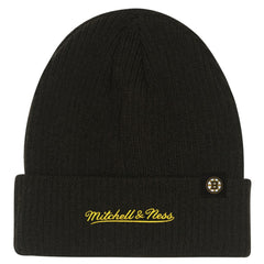 Boston Bruins Mitchell & Ness Youth Neon Line Lights Cuffed Knit Hat - Black Hats