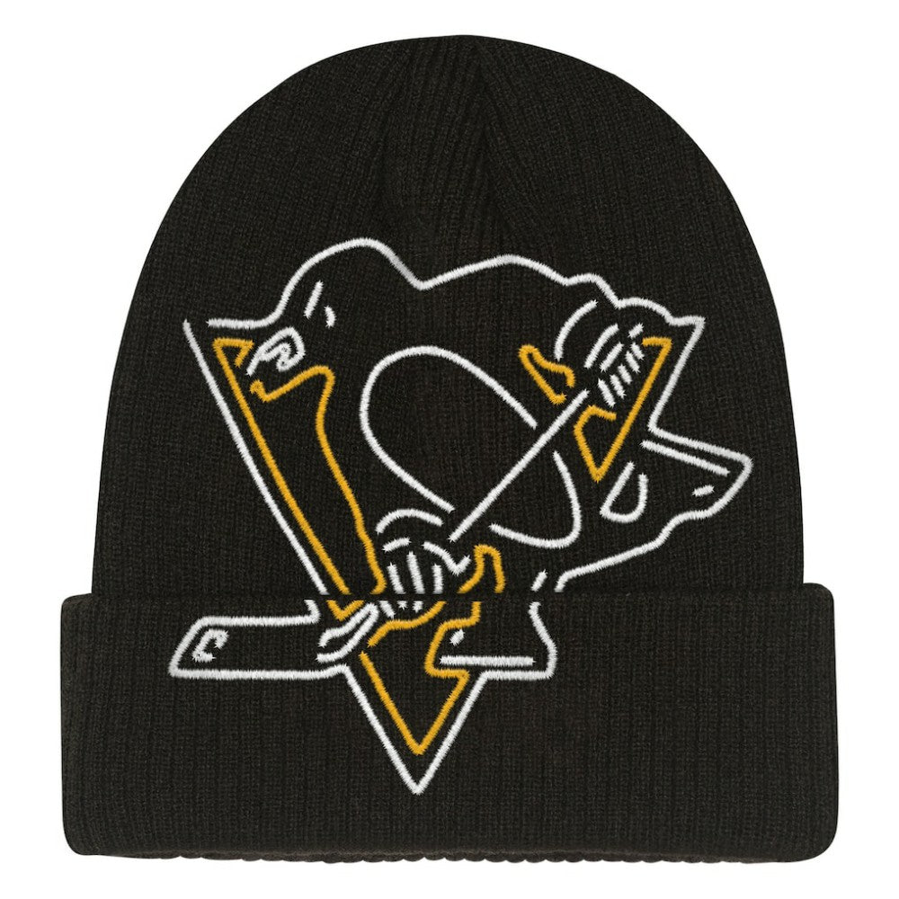 Pittsburgh Penguins Mitchell & Ness Youth Neon Line Lights Cuffed Knit Hat - Black Hats