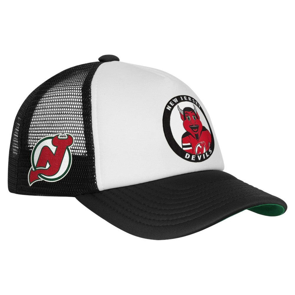 New Jersey Devils Mitchell & Ness Youth Mascot Adjustable Trucker Hat - White Jerseys