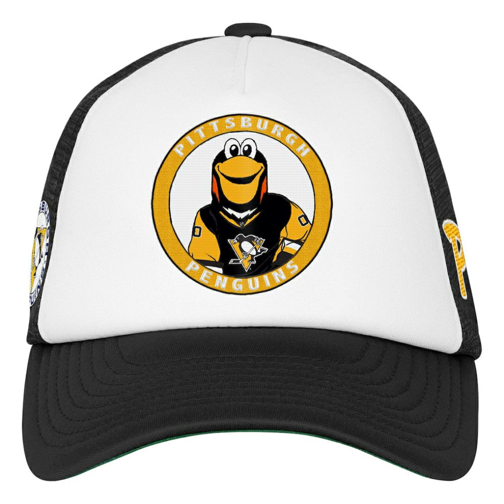 Pittsburgh Penguins Mitchell & Ness Youth Mascot Adjustable Trucker Hat - White Hats