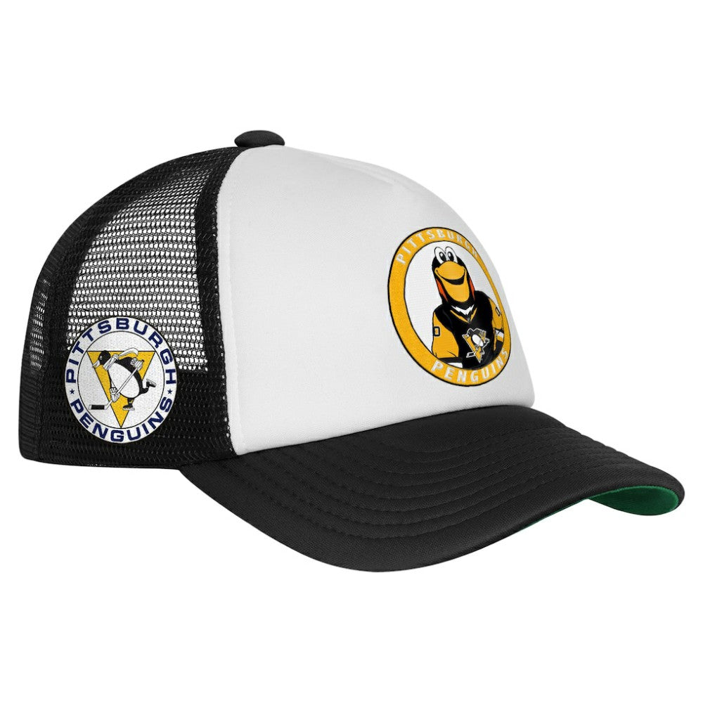 Pittsburgh Penguins Mitchell & Ness Youth Mascot Adjustable Trucker Hat - White Hats
