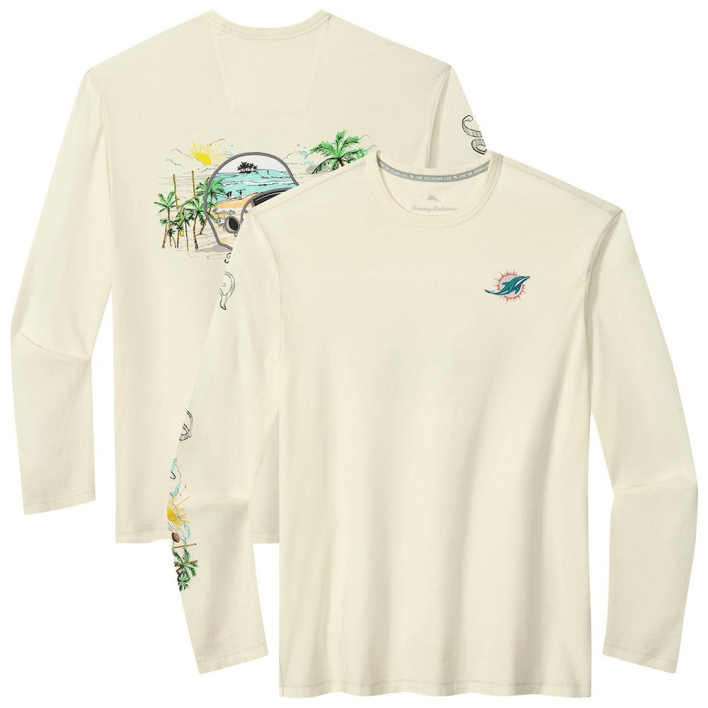 Miami Dolphins Oasis Endzone Lux Long Sleeve T-Shirt - Cream sale
