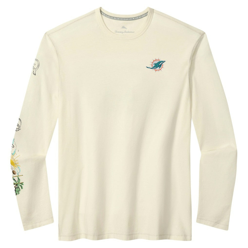 Miami Dolphins Oasis Endzone Lux Long Sleeve T-Shirt - Cream sale