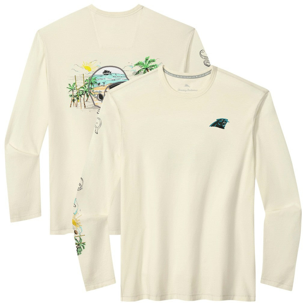 Carolina Panthers Oasis Endzone Lux Long Sleeve T-Shirt - Cream for sale