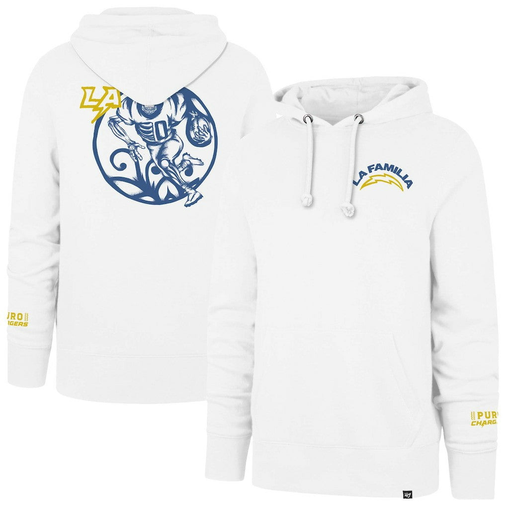 Los Angeles Chargers '47 La Familia Headline Pullover Hoodie - White outlet