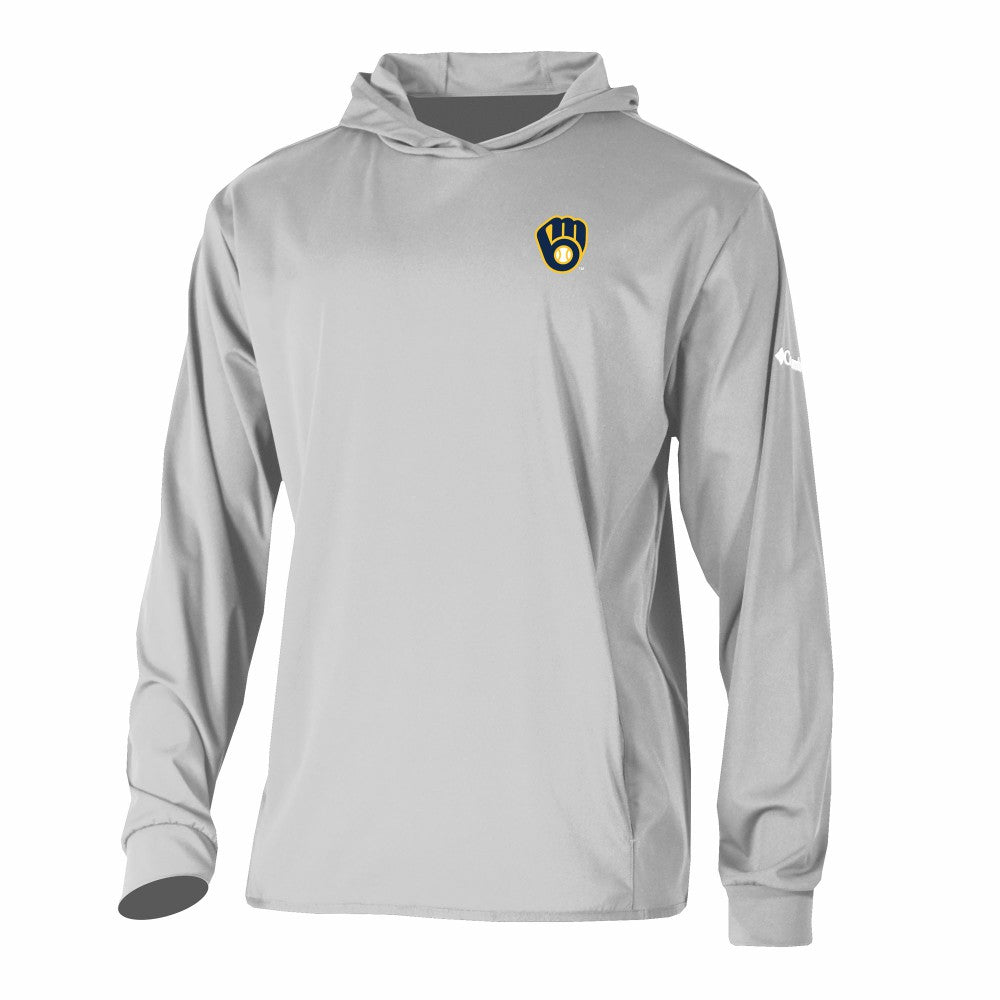 Milwaukee Brewers Long Drive Pullover Hoodie Gray