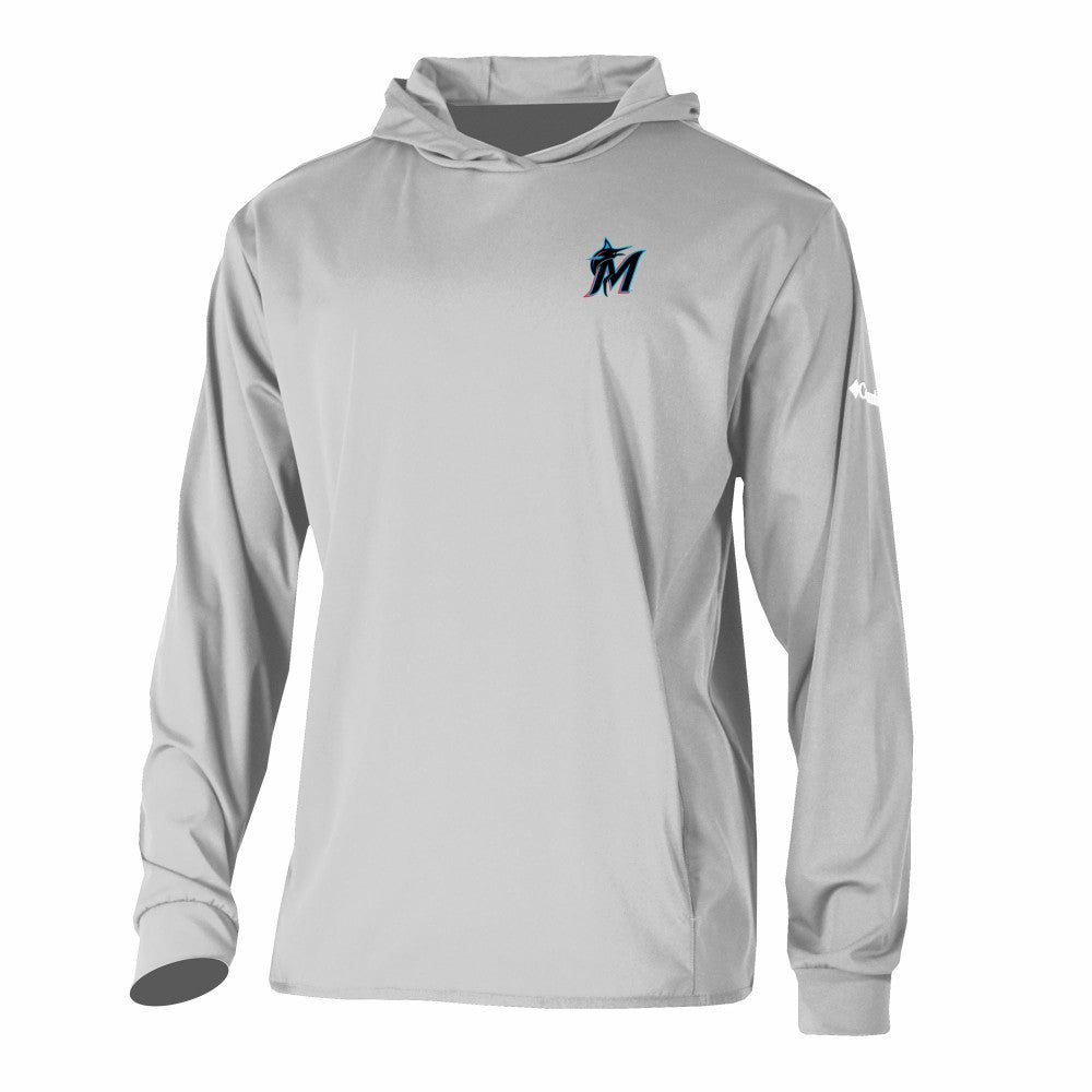 Miami Marlins Long Drive Pullover Hoodie Gray