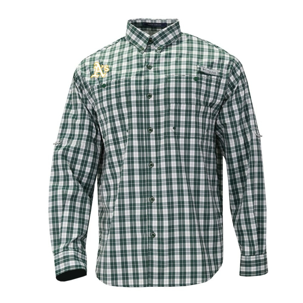 Athletics Super Tamiami Omni-Shade Long Sleeve Button-Down Shirt Green
