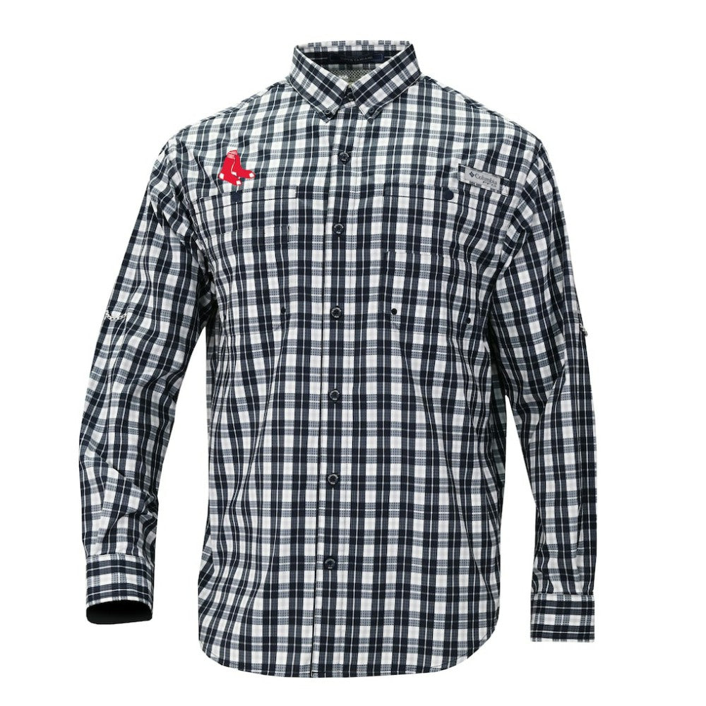 Boston Red Sox Super Tamiami Omni-Shade Long Sleeve Button-Down Shirt Navy