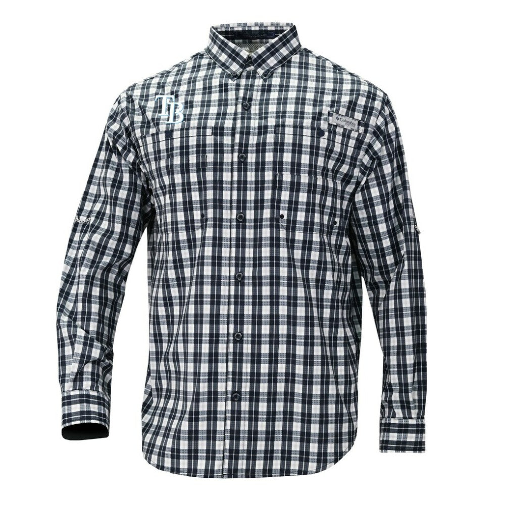 Tampa Bay Rays Super Tamiami Omni-Shade Long Sleeve Button-Down Shirt Navy