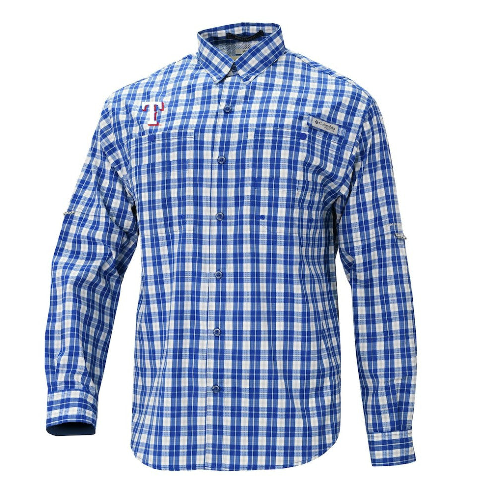 Texas Rangers Super Tamiami Omni-Shade Long Sleeve Button-Down Shirt Royal