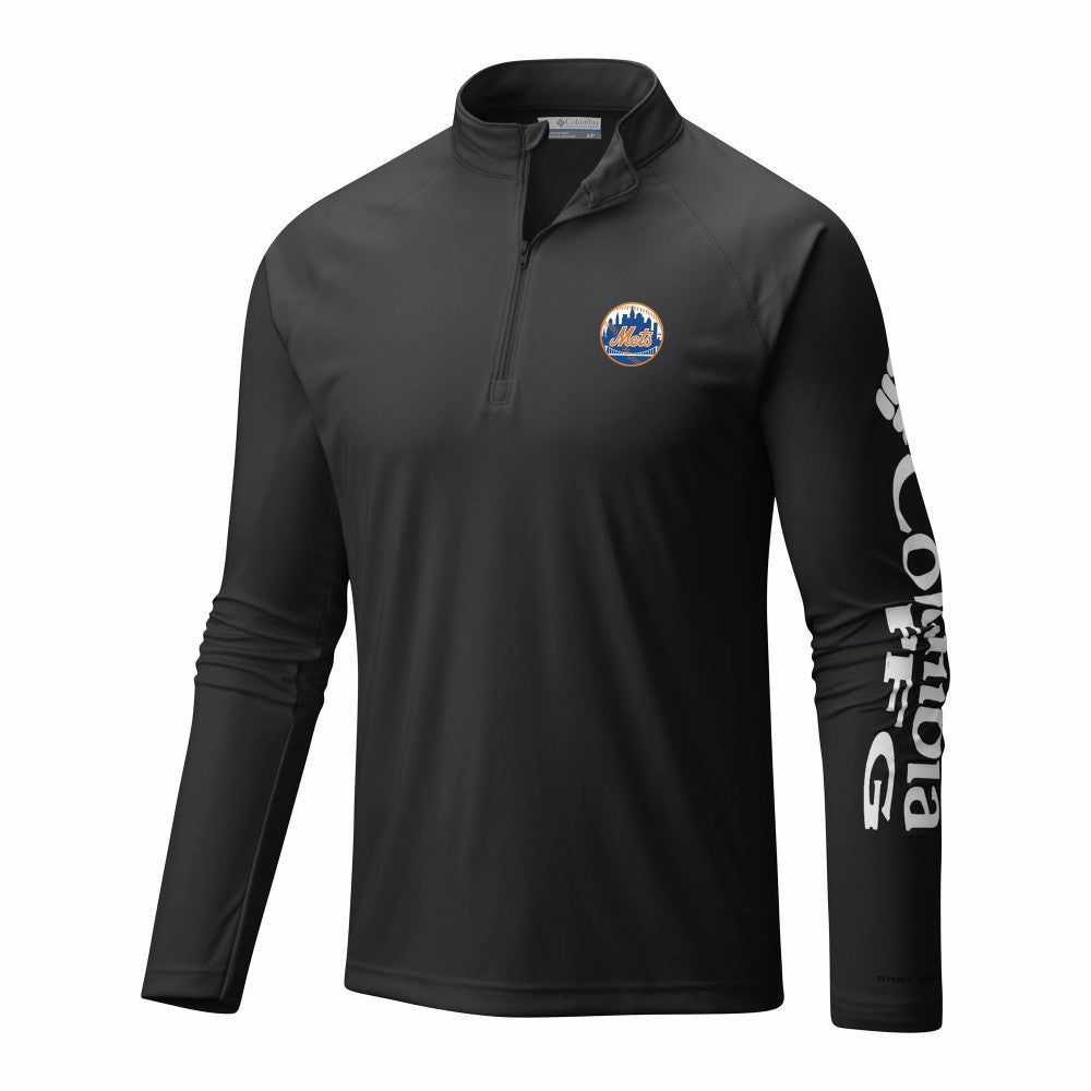New York Mets Terminal Tackle Omni-Wick Raglan Quarter-Zip Pullover Black