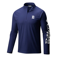 Detroit Tigers Terminal Tackle Omni-Wick Raglan Quarter-Zip Pullover Navy