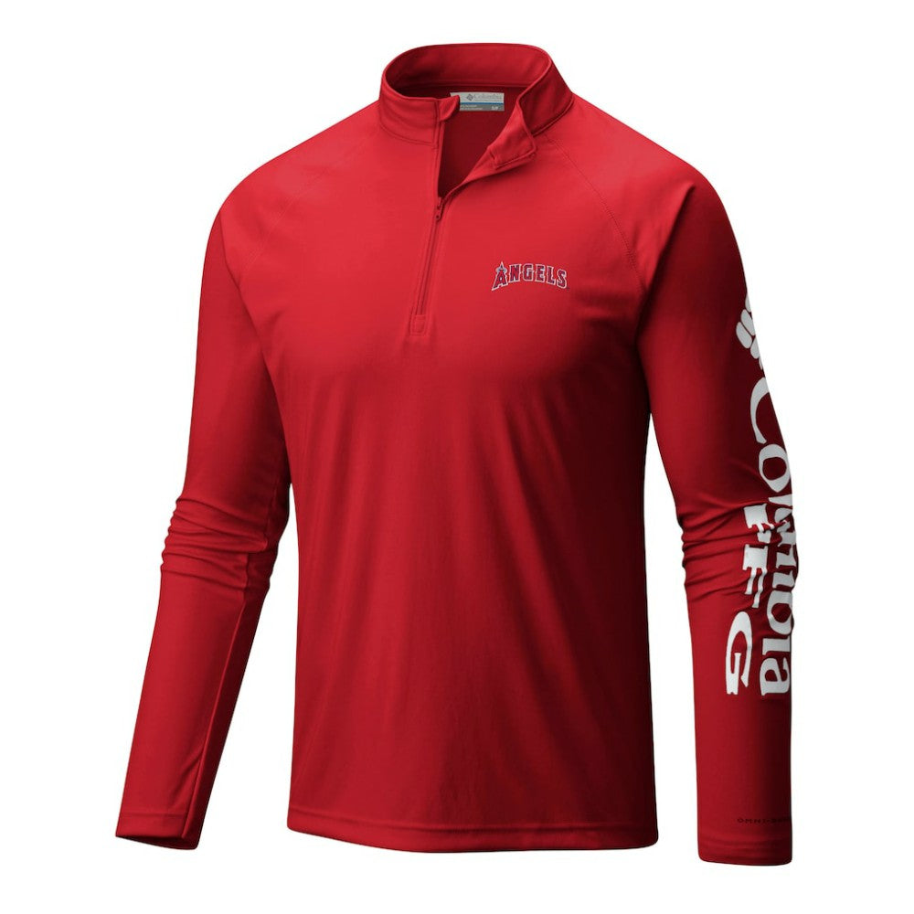 Los Angeles Angels Terminal Tackle Omni-Wick Raglan Quarter-Zip Pullover Red