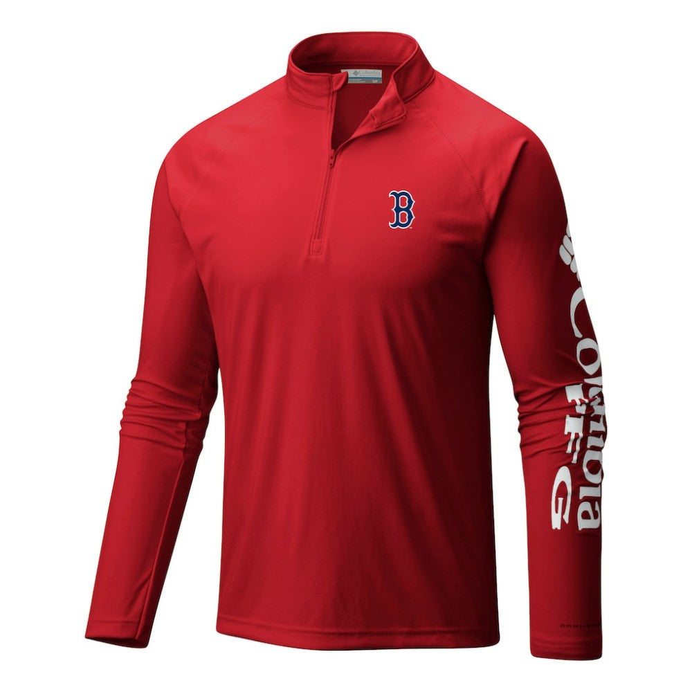 Boston Red Sox Terminal Tackle Omni-Wick Raglan Quarter-Zip Pullover Red