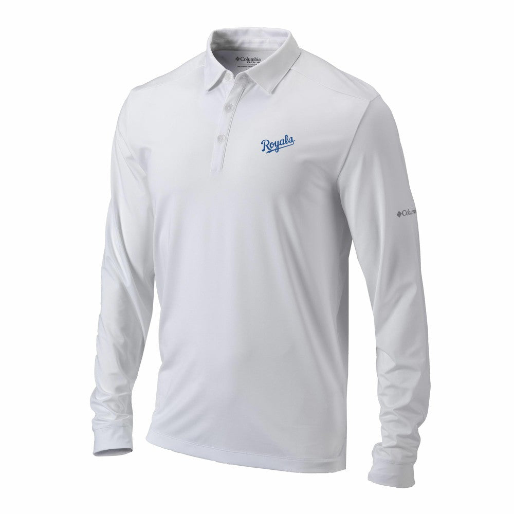 Kansas City Royals Omni-Wick Pin High Long Sleeve Polo White