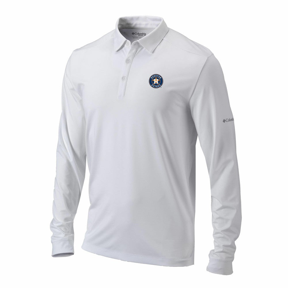 Houston Astros Omni-Wick Pin High Long Sleeve Polo White