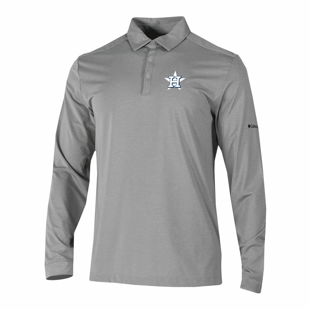 Houston Astros Omni-Wick Pin High Long Sleeve Polo Gray