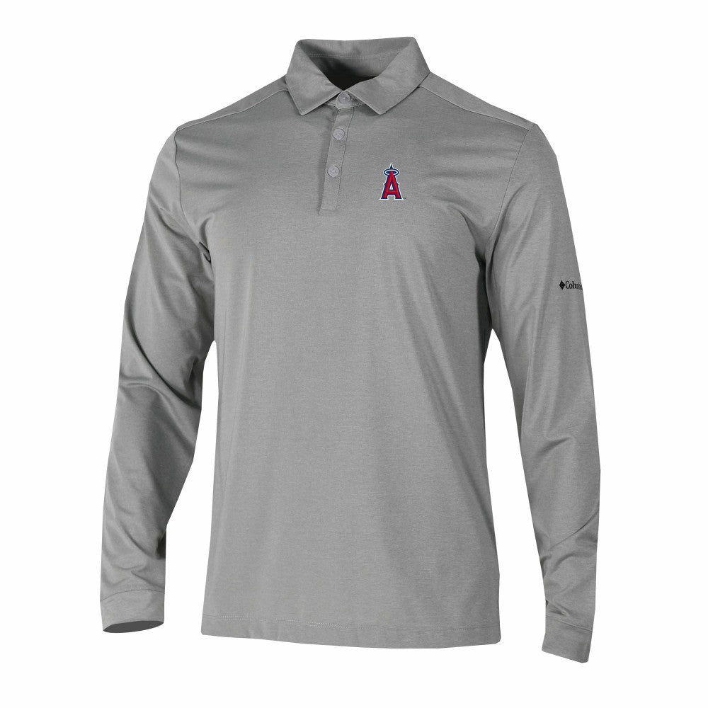 Los Angeles Angels Omni-Wick Pin High Long Sleeve Polo Gray