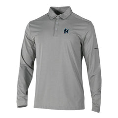 Miami Marlins Omni-Wick Pin High Long Sleeve Polo Gray
