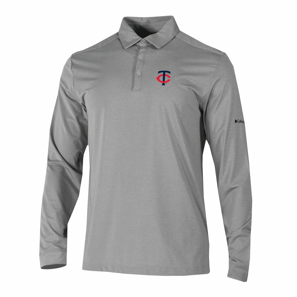 Minnesota Twins Omni-Wick Pin High Long Sleeve Polo Gray