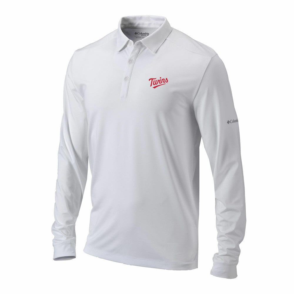 Minnesota Twins Omni-Wick Pin High Long Sleeve Polo White