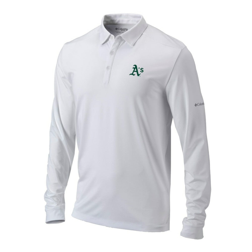 Athletics Omni-Wick Pin High Long Sleeve Polo White