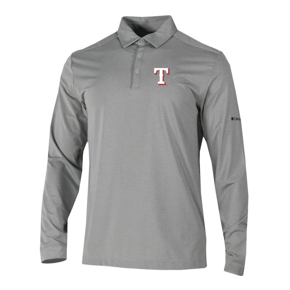 Texas Rangers Omni-Wick Pin High Long Sleeve Polo Gray