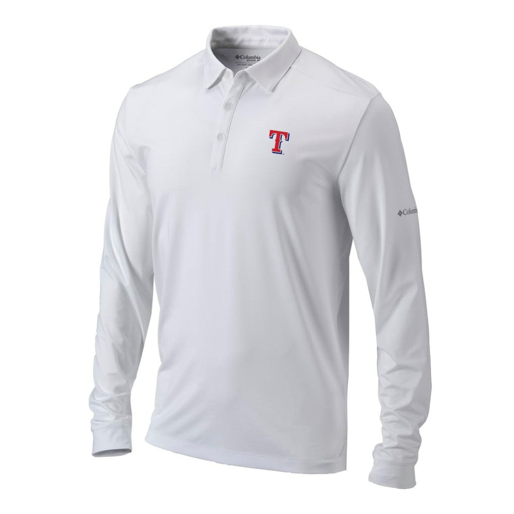 Texas Rangers Omni-Wick Pin High Long Sleeve Polo White
