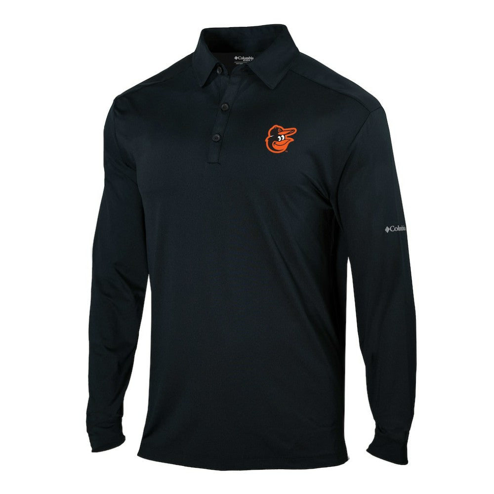Baltimore Orioles Omni-Wick Pin High Long Sleeve Polo Black