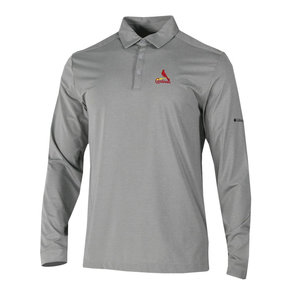 St. Louis Cardinals Omni-Wick Pin High Long Sleeve Polo Gray