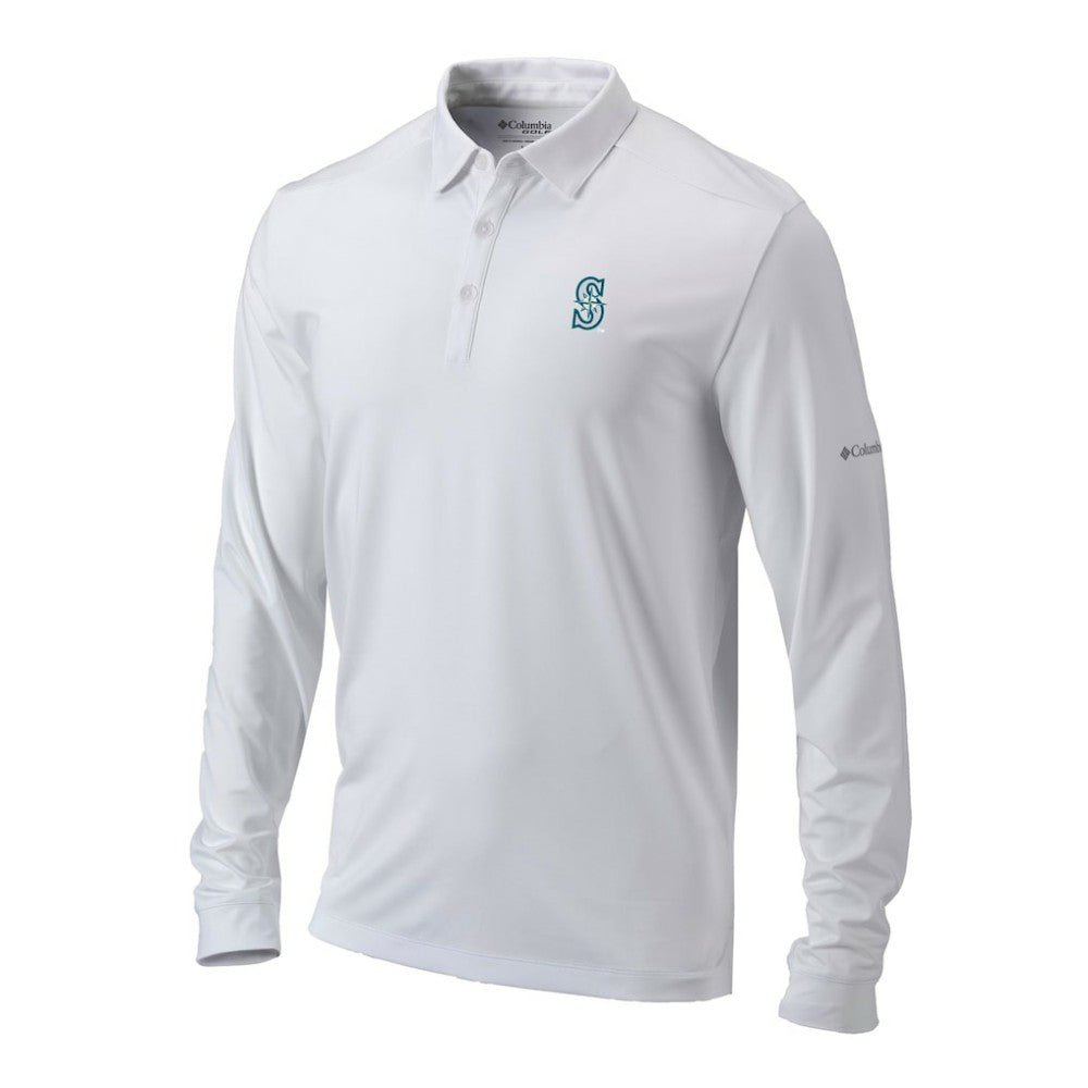 Seattle Mariners Omni-Wick Pin High Long Sleeve Polo White