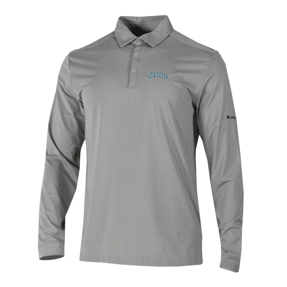Seattle Mariners Omni-Wick Pin High Long Sleeve Polo Gray