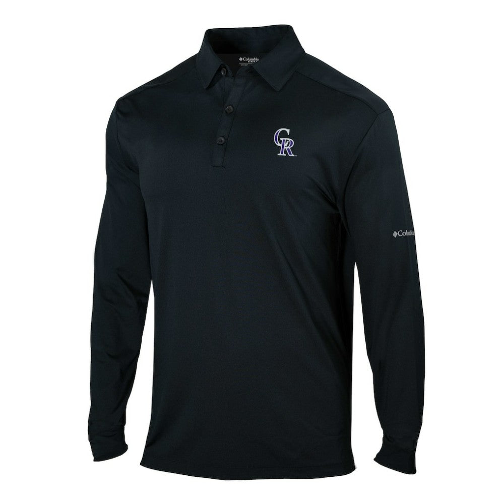 Colorado Rockies Omni-Wick Pin High Long Sleeve Polo Black