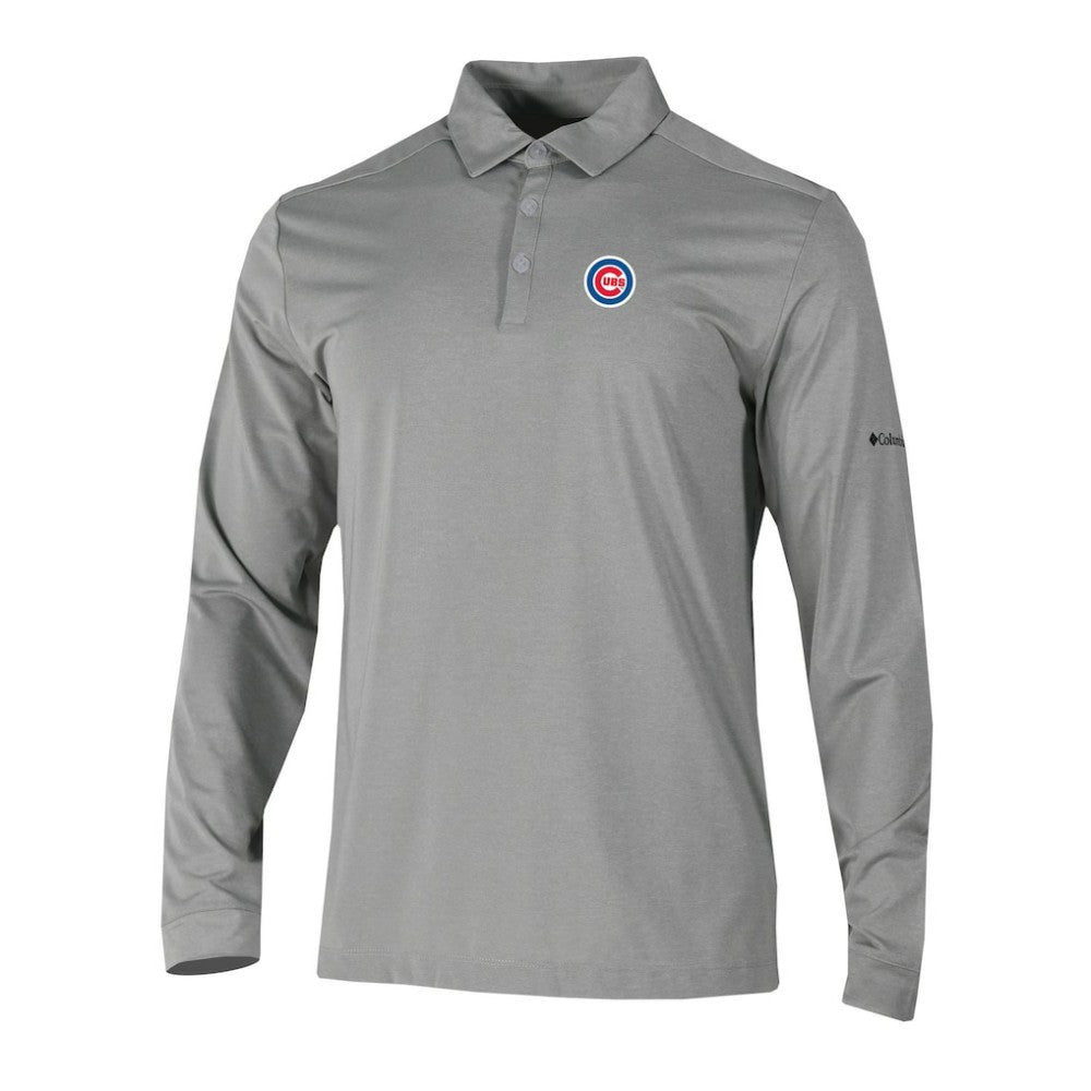 Chicago Cubs Omni-Wick Pin High Long Sleeve Polo Gray