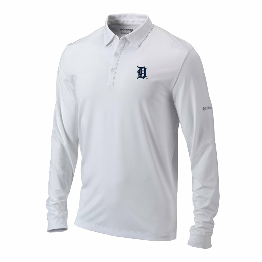 Detroit Tigers Omni-Wick Pin High Long Sleeve Polo White
