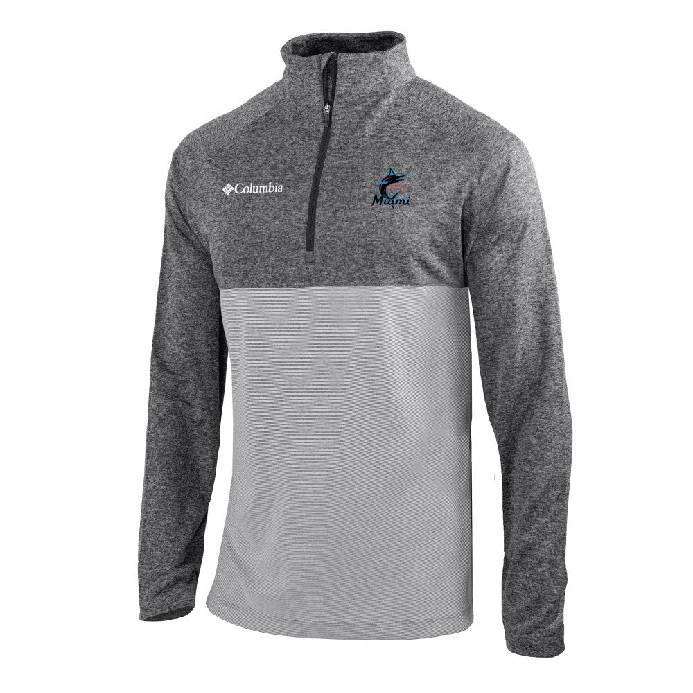 Miami Marlins Omni-Wick Raglan Rockin' It Quarter-Zip Pullover Gray
