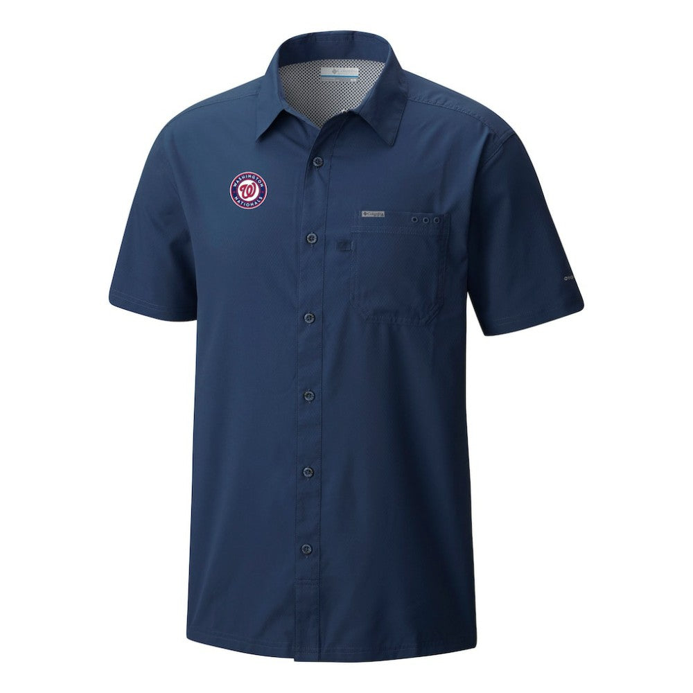 Washington Nationals Slack Tide Omni-Wick Button-Up Camp Shirt Navy