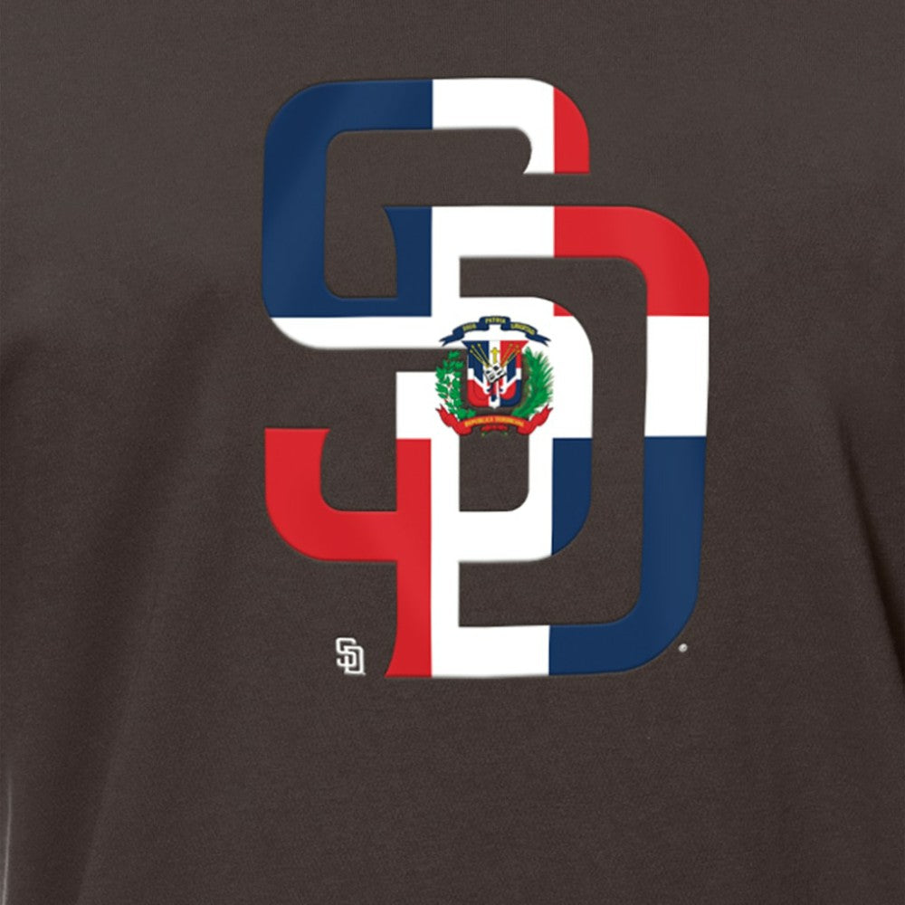 San Diego Padres Dominican Republic Flag Logo T-Shirt Brown