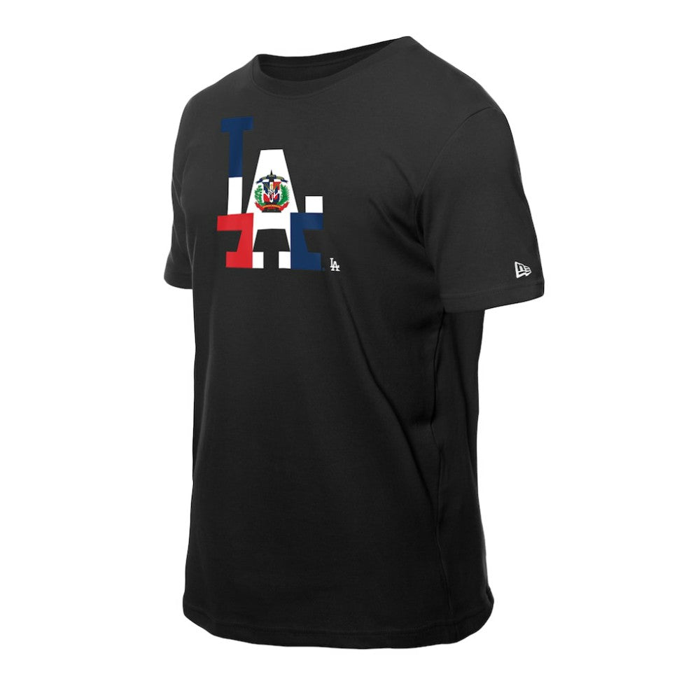 Los Angeles Dodgers Dominican Republic Flag Logo T-Shirt Black