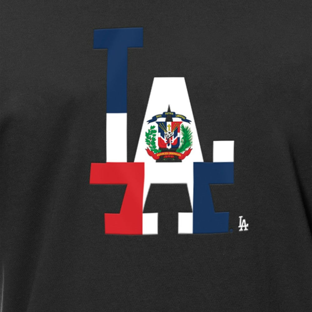 Los Angeles Dodgers Dominican Republic Flag Logo T-Shirt Black