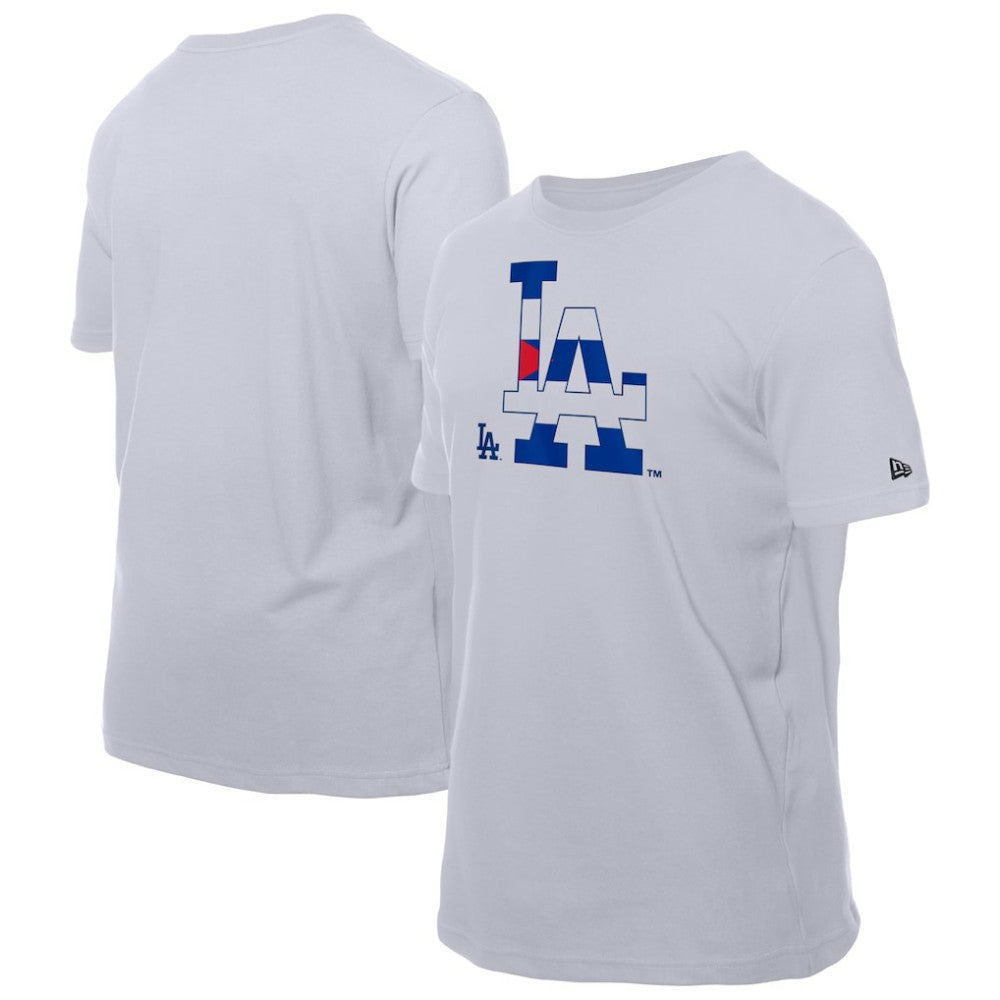 Los Angeles Dodgers Cuban Flag Logo T-Shirt White