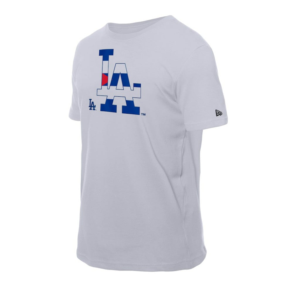 Los Angeles Dodgers Cuban Flag Logo T-Shirt White