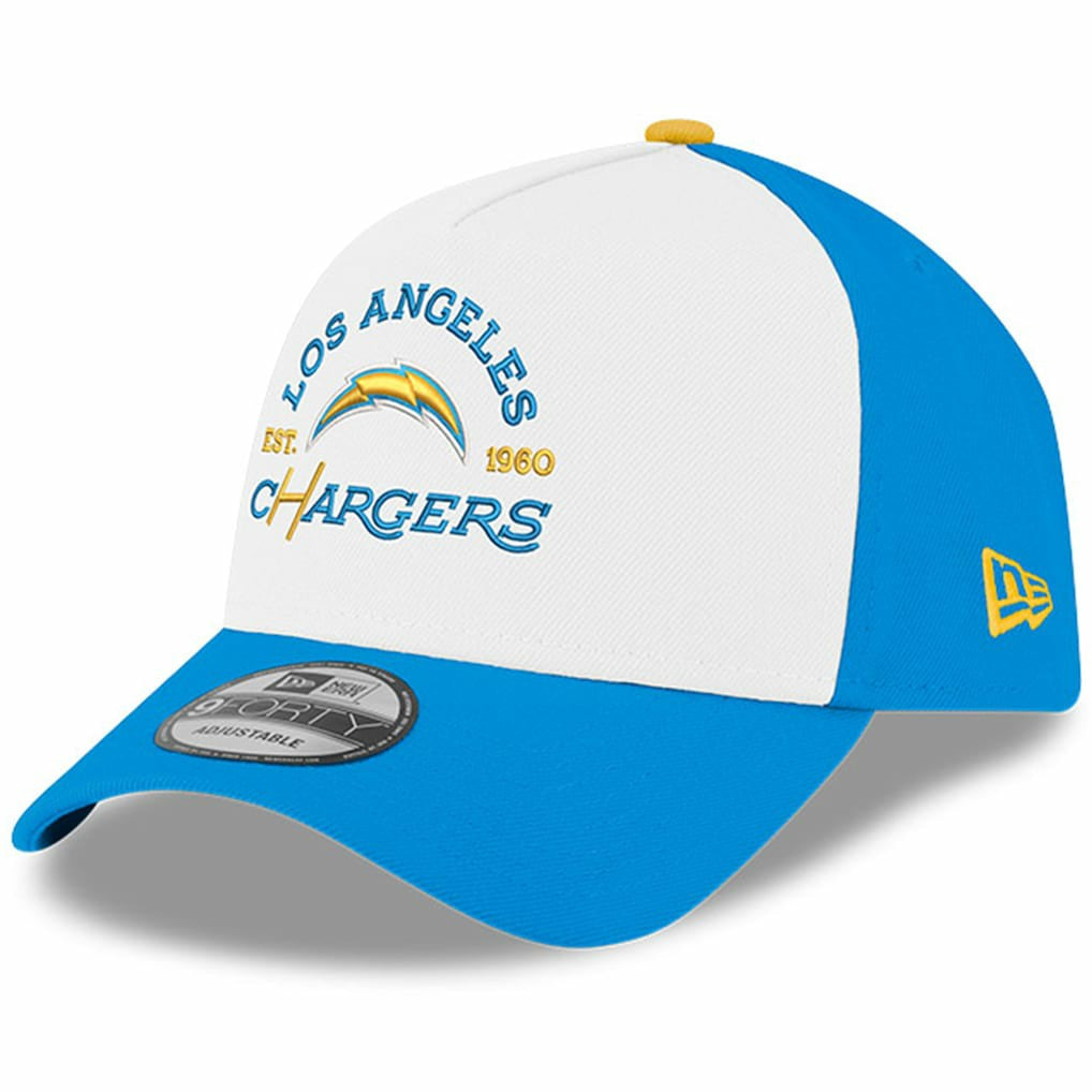 Los Angeles Chargers New Era Charger Power A-Frame 9FORTY Adjustable Hat - White/Powder Blue for sale